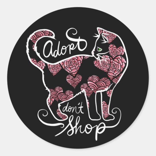 Adoptier Don't Shop Rose Kitty Cat Runder Aufkleber (Vorderseite)