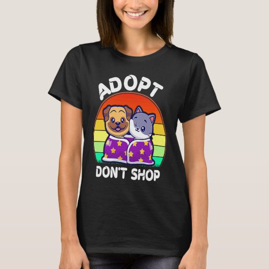 Adoptier Don't Shop Stuff Adoptier Cat Dog Familie T-Shirt (Vorderseite)