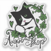 Adoptier Don't Shop Tuxedo Cat Art Aufkleber (Vorderseite)