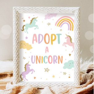 Adoptier einer Geburtstagsparty von Unicorn Pastel Poster