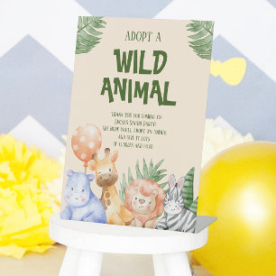 Adoptier einer Tierkindersafari zum Geburtstag Sockelschild