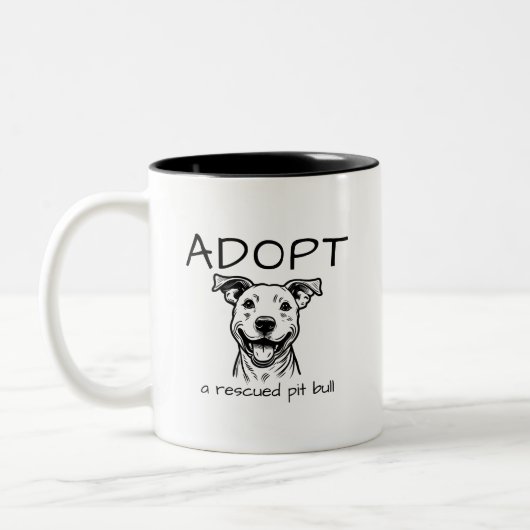 ADOPTIER eines geretteten Grubenbullen (glücklich  Zweifarbige Tasse (Links)