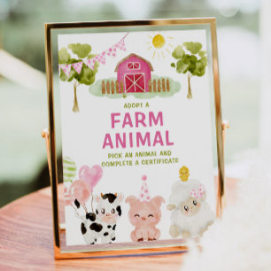 Adoptier eines Landtiers Barnyard Girl Geburtstag Poster