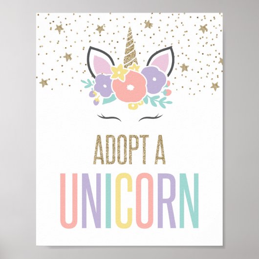 Adoptier eines magischen Einhorn-Geburtstagsparty- Poster (Vorne)