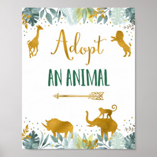 Adoptier eines Tieres Grüne Gold Safari Geburtstag Poster