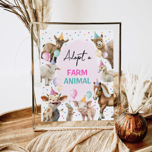 Adoptier eines Tierhalters Barnyard Geburtstagsmäd Poster