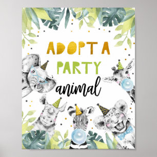 Adoptier eines Tiersafari-Party Tiere Geburtstagsz Poster
