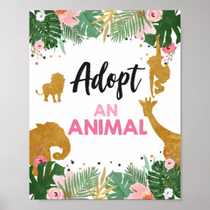 Adoptier eines Tiersafari Table Sign Jungle Girl P Poster