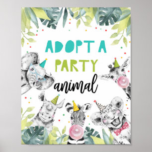 Adoptier eines Tierschutzschilds Geburtstagsschild Poster