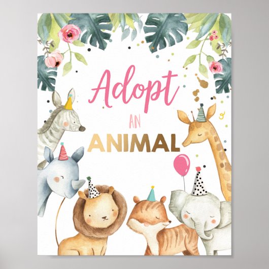 Adoptier eines Tierschutzschilds Geburtstagsschild Poster (Vorne)
