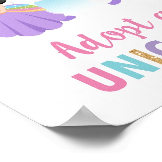 Adoptier eines Unicorn Sign Birthday Party Activit Poster (Ecke)