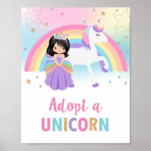 Adoptier eines Unicorn Sign Birthday Party Activit Poster