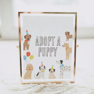 Adoptier eines Welpen-Hundes zum Geburtstag Poster