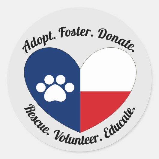 Adoptier, Foster, Rescue Cats und Hunde in Texas Runder Aufkleber (Vorderseite)