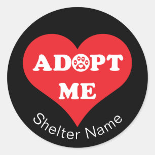 Adoptier Me Heart l Pet Rescue l Shelter Name - Re Runder Aufkleber
