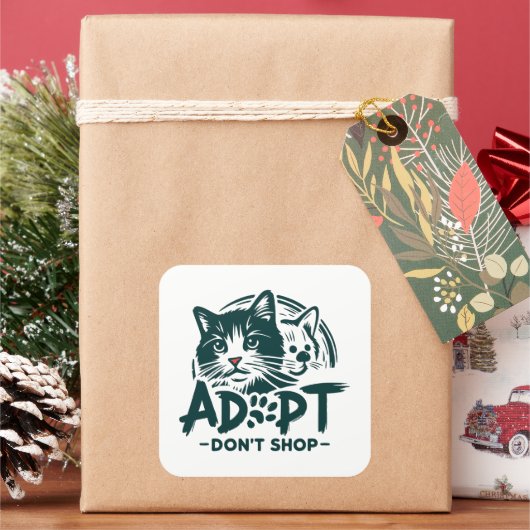 Adoptier nicht einkaufen 1 quadratischer aufkleber (Feiertag)