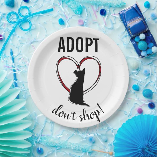 Adoptier nicht kaufen! Welpe in Herzform Pappteller (Party)