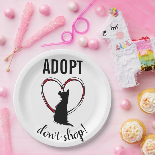 Adoptier nicht kaufen! Welpe in Herzform Pappteller (Party)