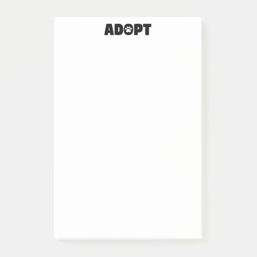 Adoptier Rescue Paw Print 4 x 6 Post-it Notes Klebezettel (Vorderseite)