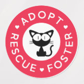 Adoptier, Rettung, Foster | Niedlich Black Cat Etiketten (Design 2)