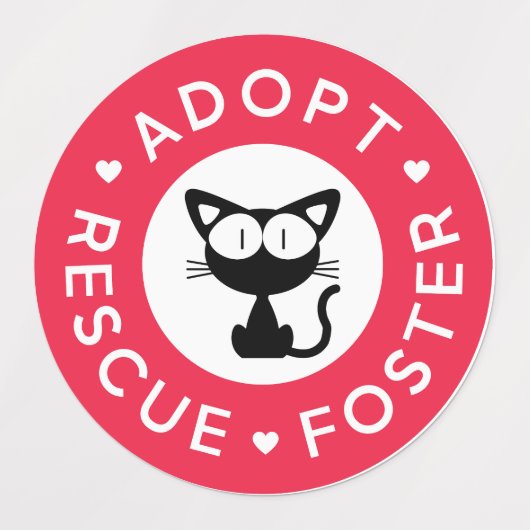 Adoptier, Rettung, Foster | Niedlich Black Cat Etiketten (Design 2)