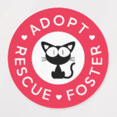 Adoptier, Rettung, Foster | Niedlich Black Cat Etiketten (Design 1)