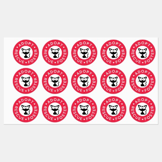 Adoptier, Rettung, Foster | Niedlich Black Cat Etiketten (Blatt)