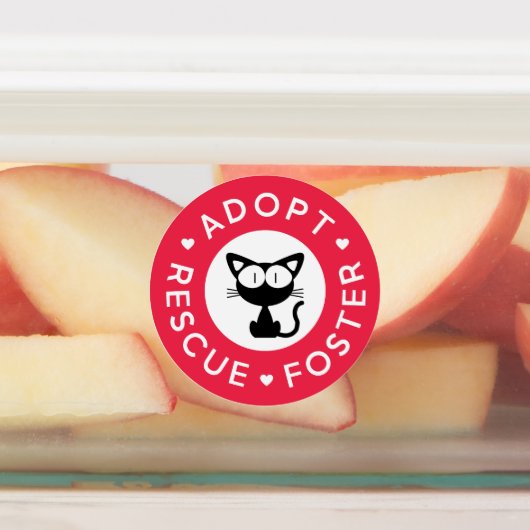 Adoptier, Rettung, Foster | Niedlich Black Cat Etiketten (Befestigt)