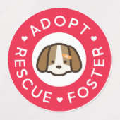 Adoptier, Rettung, Foster | Niedlicher Hund Bandai Etiketten (Design 2)