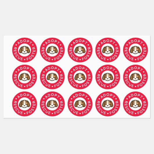 Adoptier, Rettung, Foster | Niedlicher Hund Bandai Etiketten (Blatt)