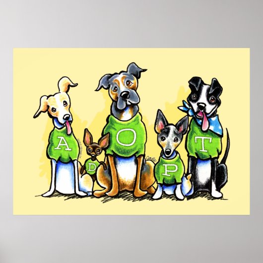 Adoptier Shelter Hunde Grüne T-Shirts denken Adopt Poster (Vorne)