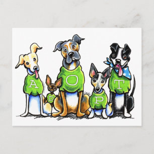 Adoptier Shelter Hunde Grüne T-Shirts denken Adopt Postkarte
