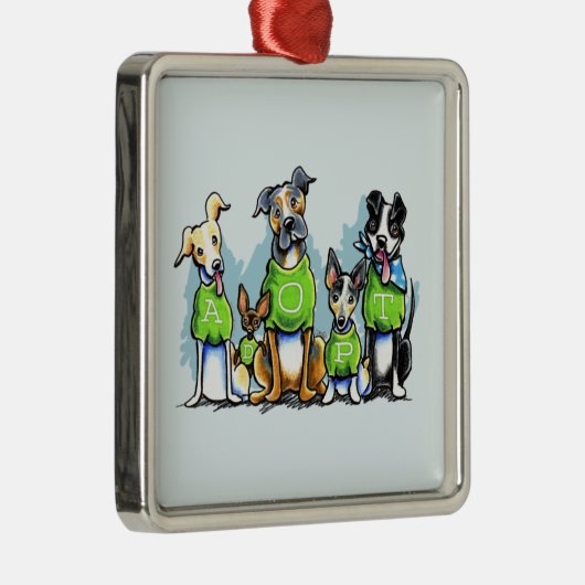 Adoptier Shelter Hunde Grüne T-Shirts denken Adopt Silbernes Ornament (Rechts)