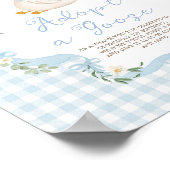 Adoptiere ein Gans Blaues Schleife Gingham-Geburts Poster (Ecke)