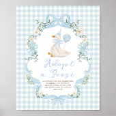 Adoptiere ein Gans Blaues Schleife Gingham-Geburts Poster (Vorne)