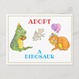 Adoptiere eine Dinosaurier-Karte mit Unterschrift Postkarte