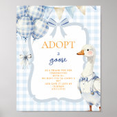 Adoptiere-eine-Gans-Schild Blaues Gingham Jungen E Poster (Vorne)