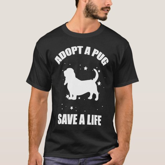Adoptiere einen Mops, rette ein Leben T-Shirt (Vorderseite)
