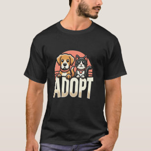 Adoptiere Hund Katze Tier Rettungshund Mama Katzen T-Shirt