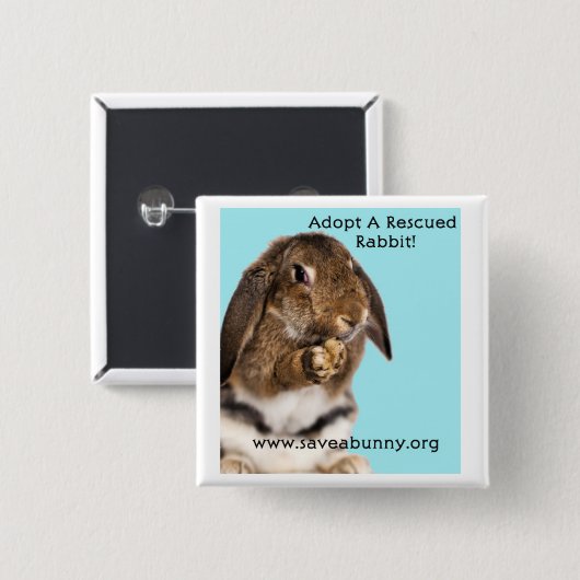 Adoptieren Sie ein gerettetes Kaninchen! Button (Vorne & Hinten)