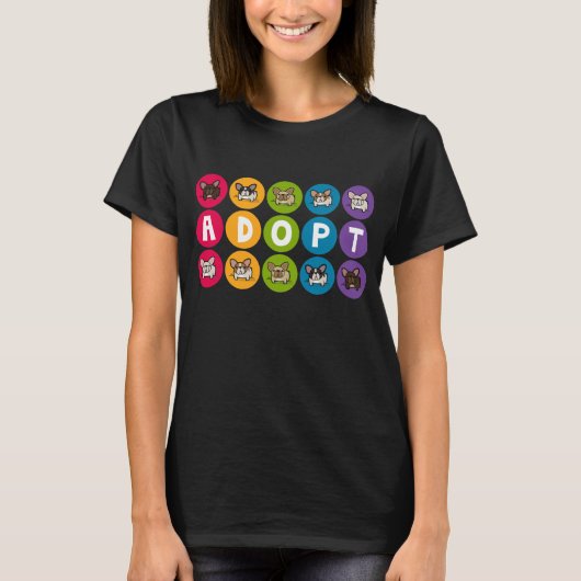 Adoptieren Sie Regenbogen Frenchie T-Shirt (Vorderseite)