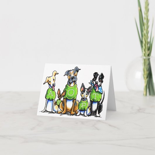 Adoptieren Sie Schutz-Hunde, die grüne T-Shirts Karte (Vorderseite)
