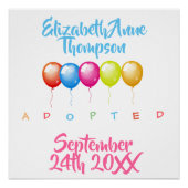 Adoptiert Baloons - Individuelle Name Datum Poster (Vorderseite)