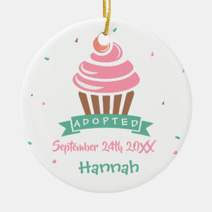 Adoptiert Cupcake - Individuelle Name Datum Keramikornament