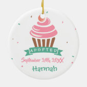 Adoptiert Cupcake - Individuelle Name Datum Keramikornament (Hinten)