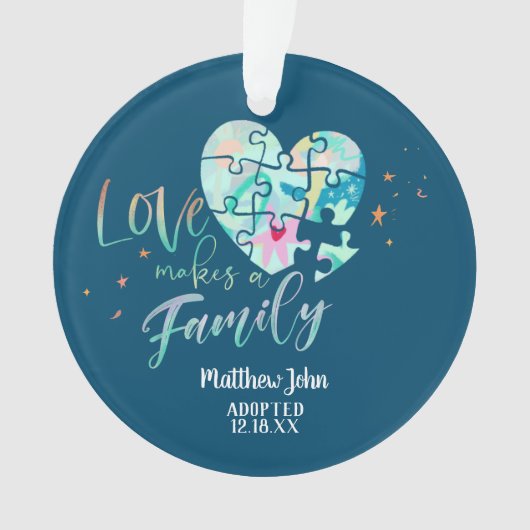 Adoptiert / Geburtsankündigung Keramik Ornament (Vorderseite)