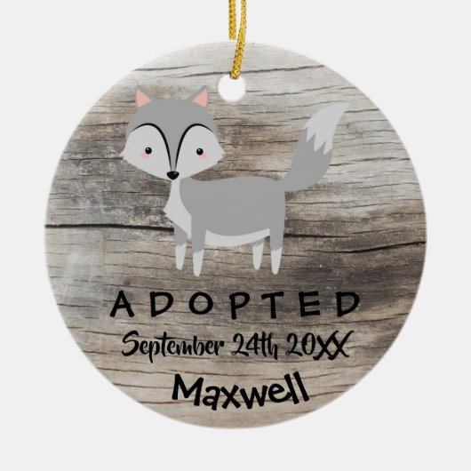 Adoptiert - Geeignete Wolf-Adoption-Geschenke Keramikornament (Vorne)