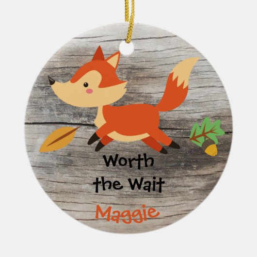 Adoptiert - Geschenk für benutzerdefinierte Fox-Ad Keramikornament (Vorne)