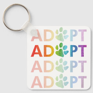 Adoptiert Gestapelte Textrainbow Schlüsselanhänger