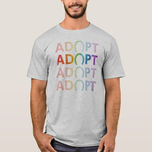 Adoptiert Hoof Stack Text Rainbow T-Shirt (Vorderseite)